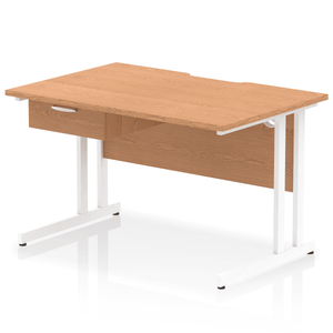 Impulse 1200 White Oak Scalloped 1 Drawer Desk