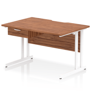 Impulse 1200 White Walnut Scalloped 1 Drawer Desk