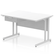 Load image into Gallery viewer, Impulse 1200 Silver White Scalloped 1 Drawer Desk
