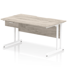 Load image into Gallery viewer, Impulse 1400 White Grey Oak Scalloped 1 Drawer Desk
