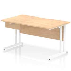 Impulse 1400 White Maple Scalloped 1 Drawer Desk