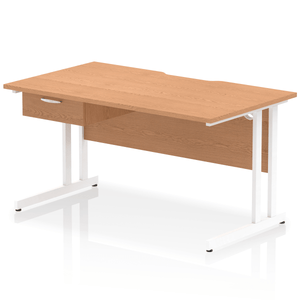 Impulse 1400 White Oak Scalloped 1 Drawer Desk