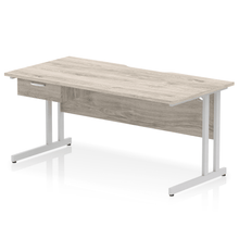 Load image into Gallery viewer, Impulse 1600 Silver Grey Oak Scalloped 1 Drawer Desk
