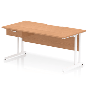 Impulse 1600 White Oak Scalloped 1 Drawer Desk