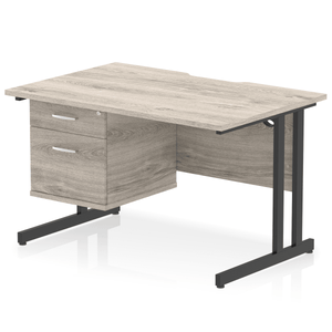 Impulse 1200 Black Grey Oak A4 Office Desk