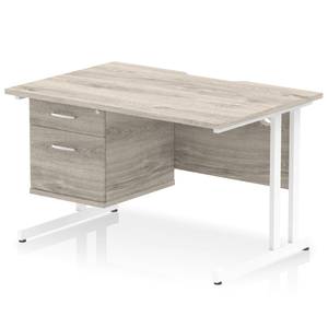 Impulse 1200 White Grey Oak A4 Office Desk