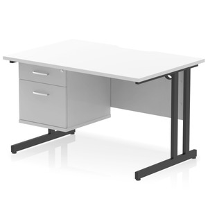 Impulse 1200 Black White A4 Office Desk