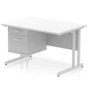 Impulse 1200 Silver White A4 Office Desk