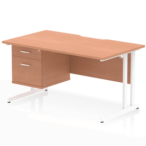 Impulse 1400 White Beech A4 Office Desk