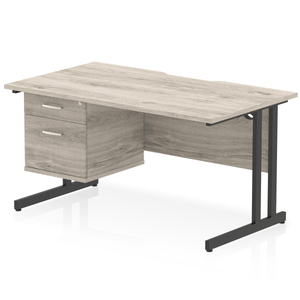 Impulse 1400 Black Grey Oak A4 Office Desk