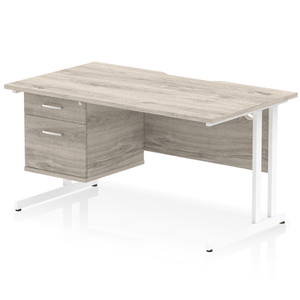 Impulse 1400 White Grey Oak A4 Office Desk