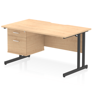 Impulse 1400 Black Maple A4 Office Desk