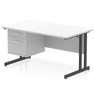 Impulse 1400 Black White A4 Office Desk