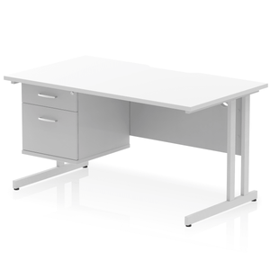 Impulse 1400 Silver White A4 Office Desk