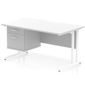 Impulse 1400 White A4 Office Desk