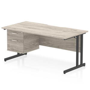 Impulse 1600 Black Grey Oak A4 Office Desk