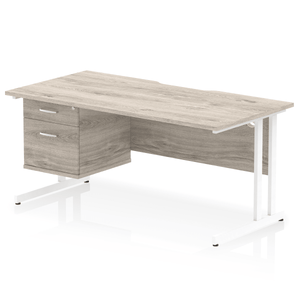 Impulse 1600 White Grey Oak A4 Office Desk