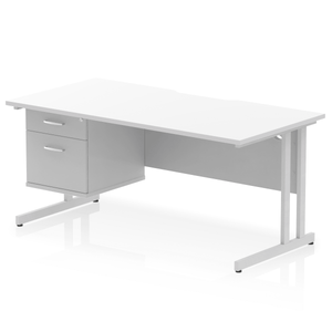 Impulse 1600 Silver White A4 Office Desk