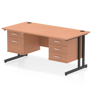 Impulse 1600 3+2 Black Beech Storage Office Desk