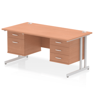 Impulse 1600 2+3 Silver Beech Storage Office Desk