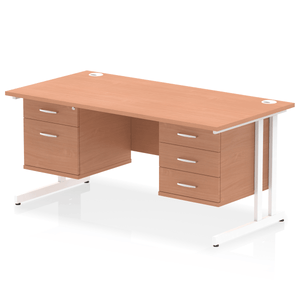 Impulse 1600 3+2 White Beech Storage Office Desk