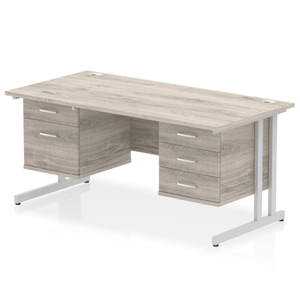 Impulse 1600 3+2 Silver Grey Oak Storage Office Desk