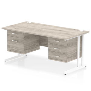 Impulse 1600 2+3 White Grey Oak Storage Office Desk