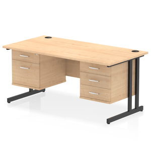 Impulse 1600 3+2 Black Maple Storage Office Desk