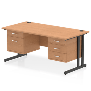 Impulse 1600 2+3 Black Oak Storage Office Desk