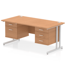 Load image into Gallery viewer, Impulse 1600 2+3 Silver Oak Storage Office Desk
