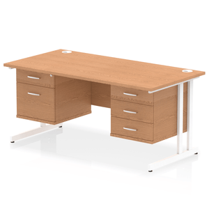 Impulse 1600 2+3 White Oak Storage Office Desk