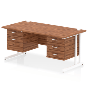 Impulse 1600 2+3 White Walnut Storage Office Desk