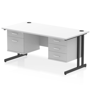 Impulse 1600 2+3 Black White Storage Office Desk