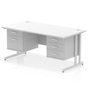 Impulse 1600 2+3 Silver White Storage Office Desk