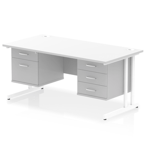 Impulse 1600 2+3 White Storage Office Desk