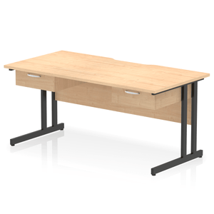 Impulse 1600 Black Maple Scalloped Office Desk