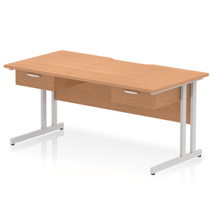 Impulse 1600 Silver Beech Scalloped Office Desk