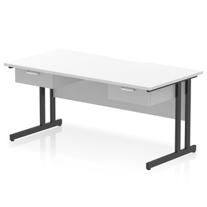 Impulse 1600 Black White Scalloped Office Desk