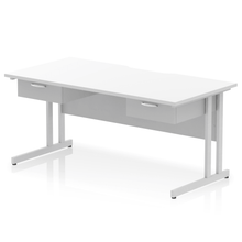 Load image into Gallery viewer, Impulse 1600 Silver White Scalloped Office Desk
