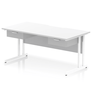 Impulse 1600 White Scalloped Office Desk