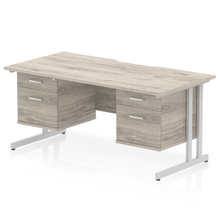 Load image into Gallery viewer, Impulse 1600 2+2 Silver Grey Oak Storage Office Desk
