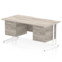 Load image into Gallery viewer, Impulse 1600 2+2 White Grey Oak Storage Office Desk
