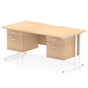 Impulse 1600 2+2 White Maple Storage Office Desk