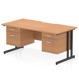 Impulse 1600 2+2 Black Oak Storage Office Desk