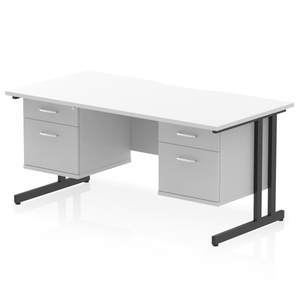 Impulse 1600 2+2 Black White Storage Office Desk