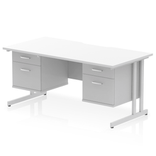 Load image into Gallery viewer, Impulse 1600 2+2 Silver White Storage Office Desk
