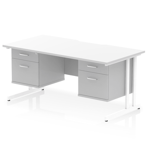 Impulse 1600 2+2 White Storage Office Desk