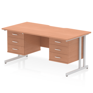 Impulse 1600 3+3 Silver Beech Storage Office Desk