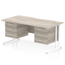 Load image into Gallery viewer, Impulse 1600 3+3 White Grey Oak Storage Office Desk
