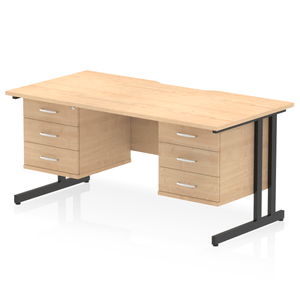 Impulse 1600 3+3 Black Maple Storage Office Desk